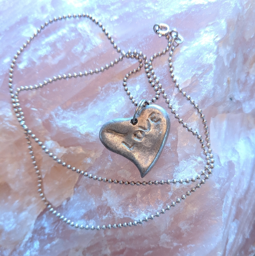 Handmade silver Heart pendant Love Necklace